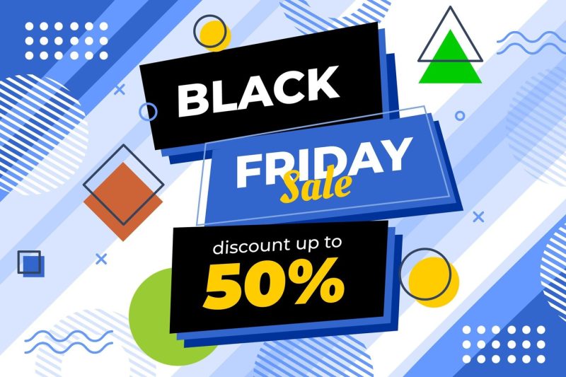 Flat geometric black Friday background Free Vector