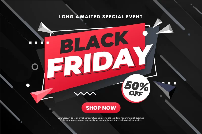 Flat geometric black friday background Free Vector