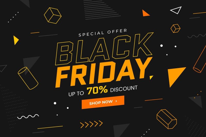 Flat geometric black Friday background Free Vector