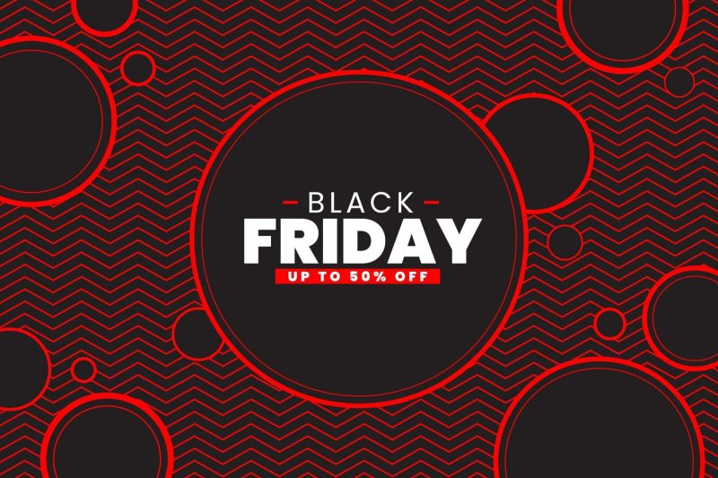 Flat geometric black Friday background Free Vector