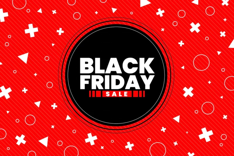 Flat geometric black friday background Free Vector