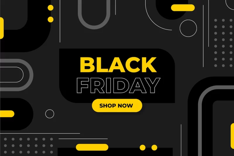 Flat geometric black Friday background Free Vector