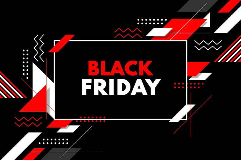 Flat geometric black friday background Free Vector