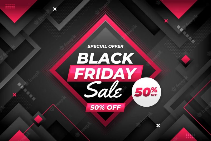 Flat geometric black Friday background Free Vector