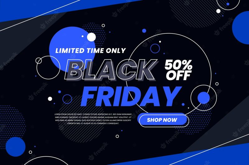 Flat geometric black friday background Free Vector