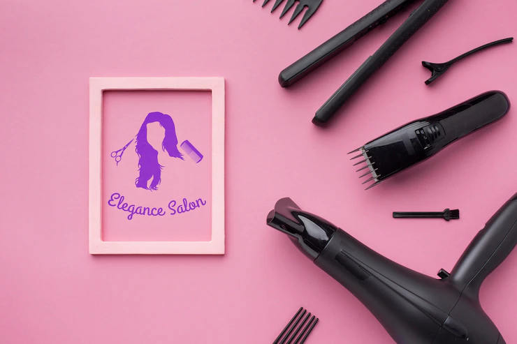 Flat lay of hairdresser concept mock-up Free Psd