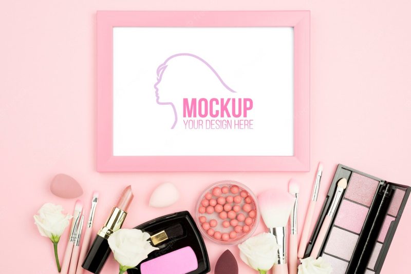 Flat lay make-up assortment Free Psd