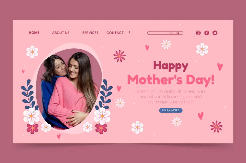 Flat mother’s day landing page template Free Vector AI