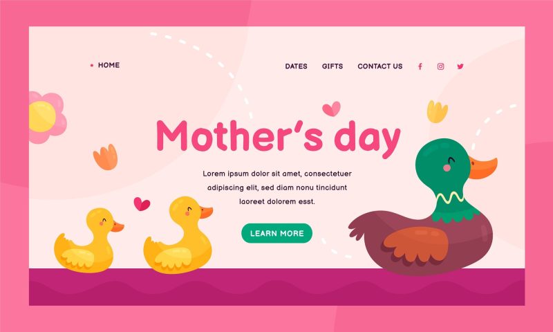 Flat mother’s day landing page template Free Vector