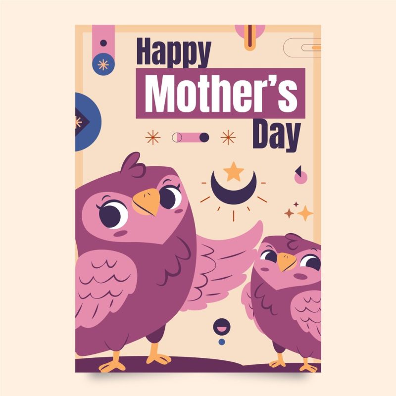 Flat mothers day greeting card template Free Vector