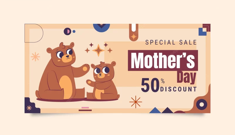 Flat mothers day sale horizontal banner template Premium Vector