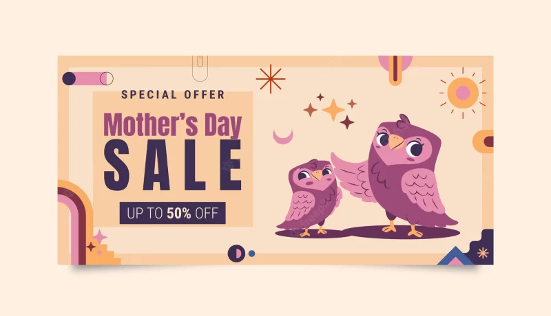 Flat mothers day sale horizontal banner template Premium Vector