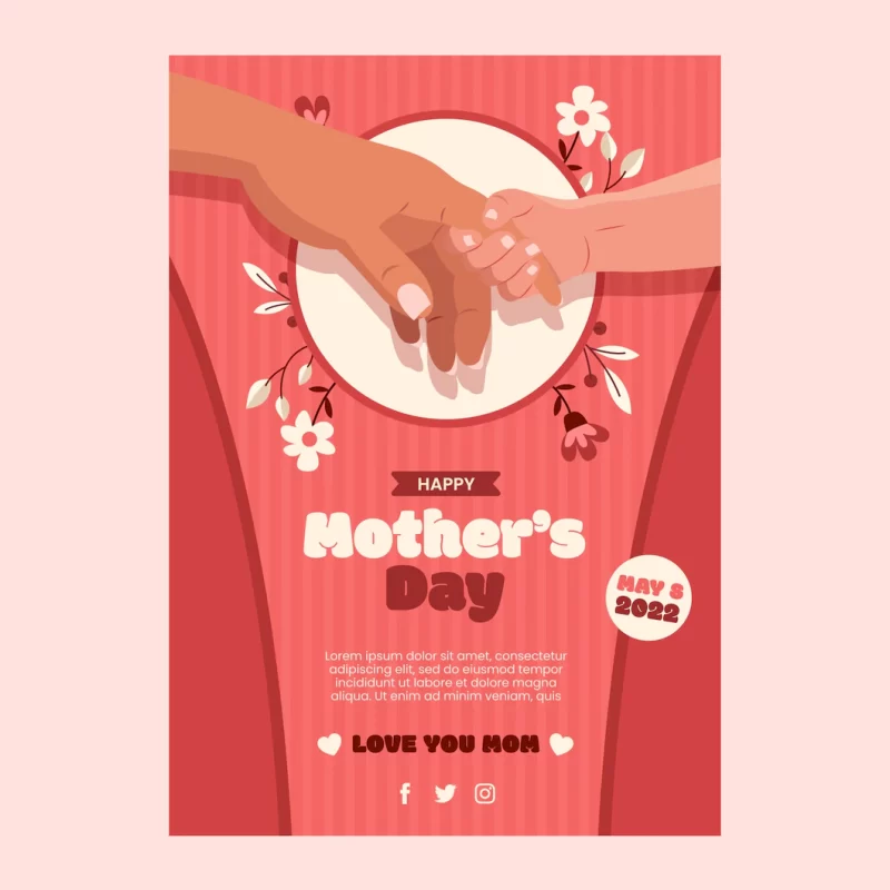 Flat mothers day vertical poster template Free Vector