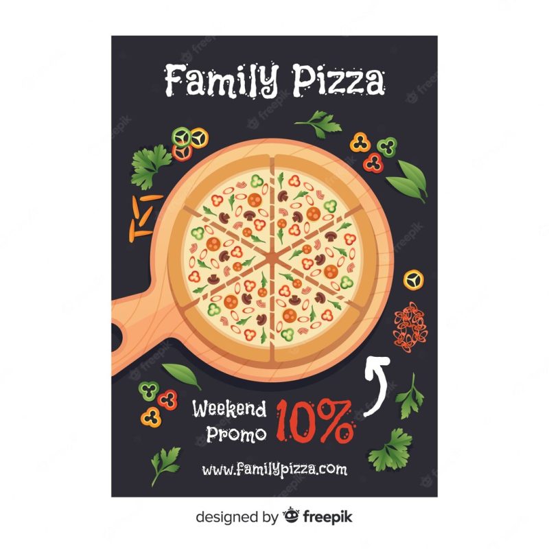 Flat pizza flyer template Free Vector