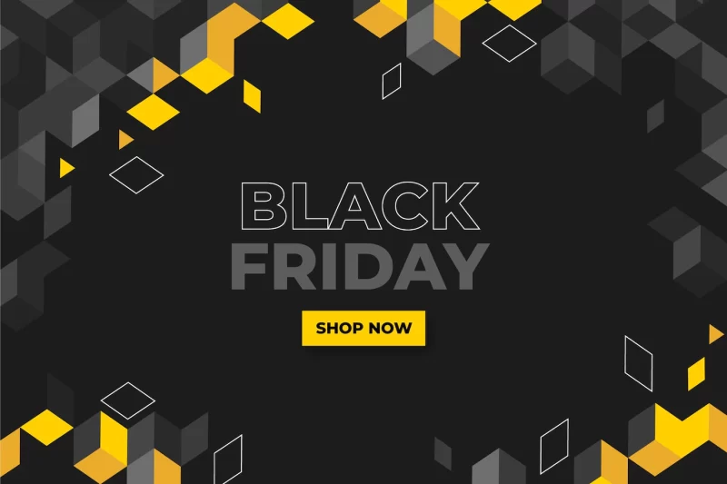 Flat polygonal black friday background Free Vector