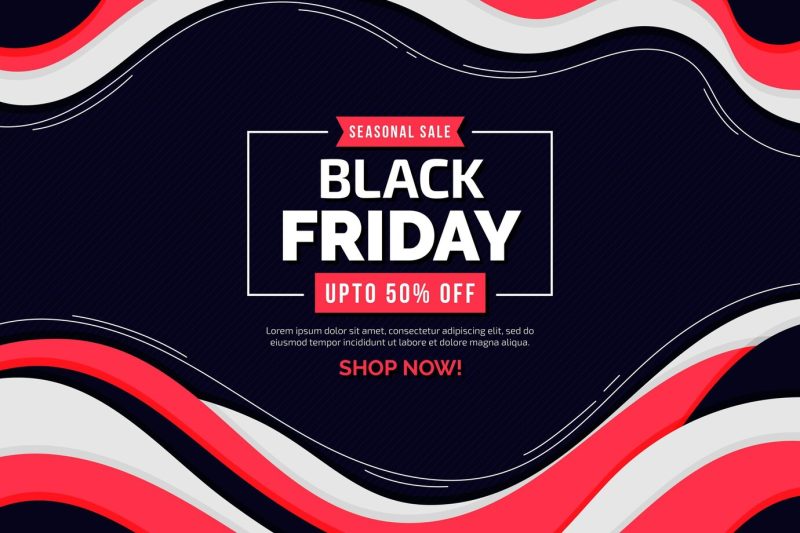 Flat wavy black friday background Free Vector