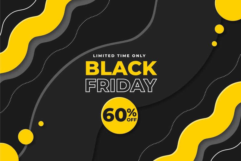 Flat wavy black Friday background Free Vector