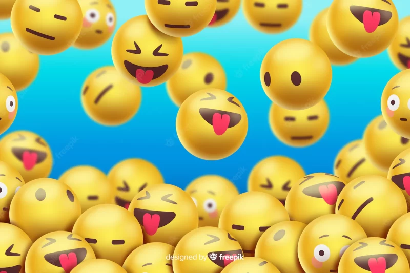 Floating emojis background realistic design Free Vector