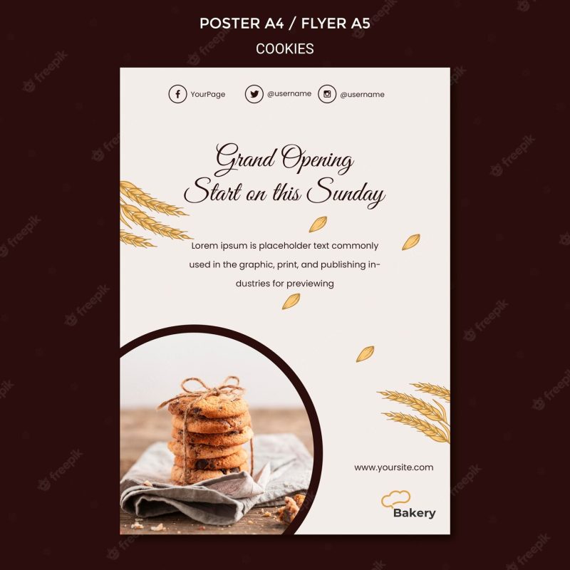 Flyer cookies store template Free Psd