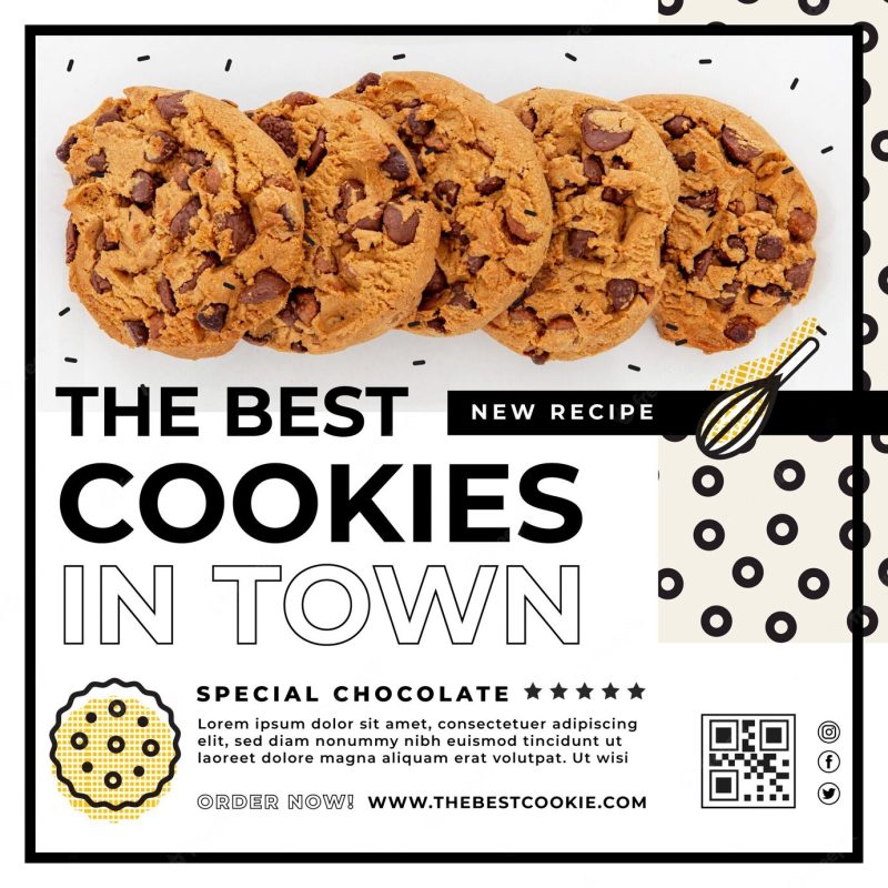 Flyer template with cookies photo Free Vector Flyer template with cookies photo Free Vector