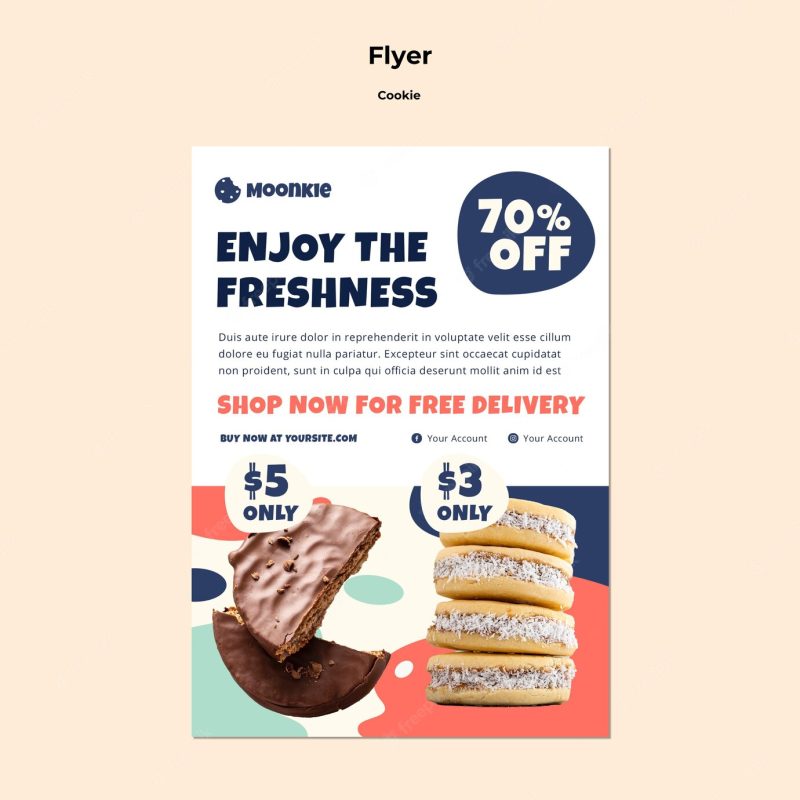 Flyer template with cookies Free Psd