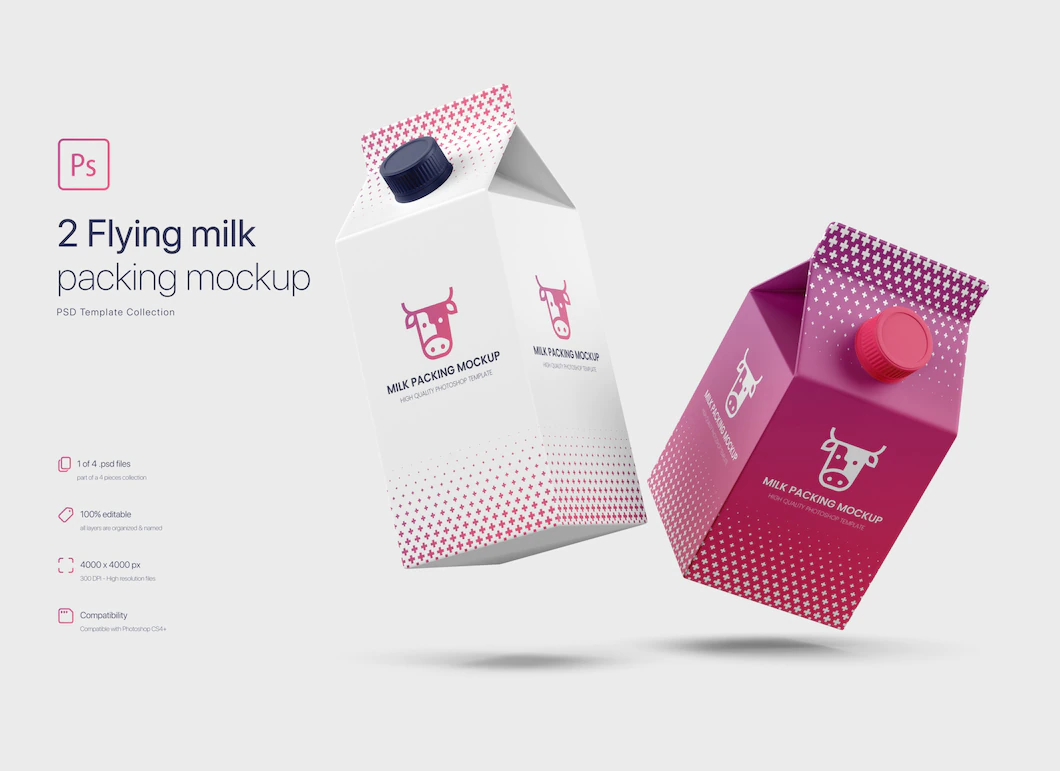 Flying Milk Carton Packing Mockup 170704 128