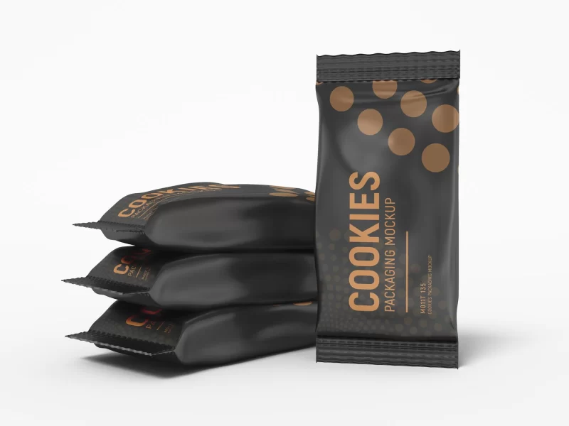 Foil cookie packaging mockup Free PSD template