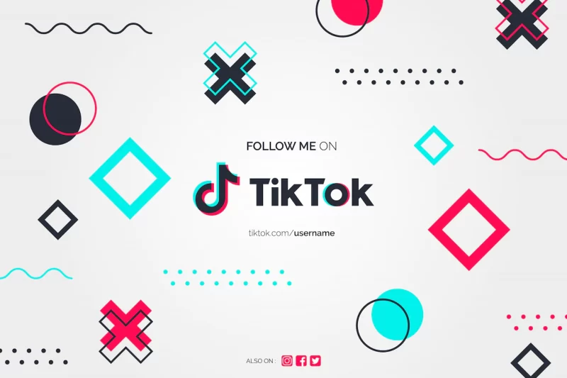 Follow me on tiktok background in memphis design style Free Vector