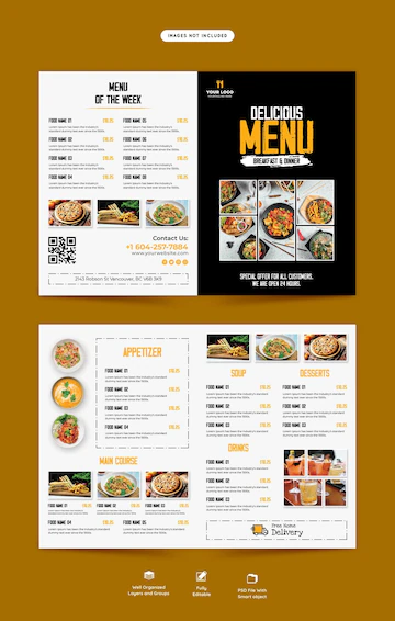 Food Menu Restaurant Bifold Brochure Template 120329 1836