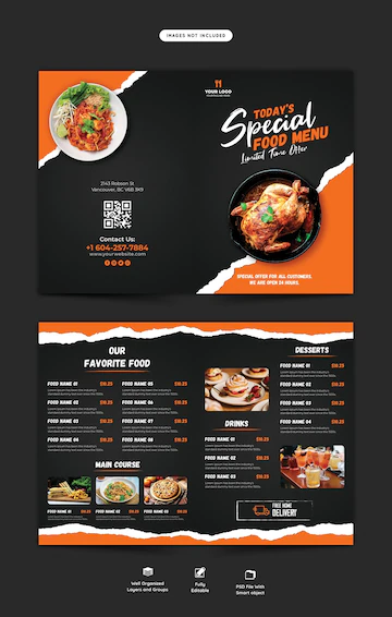 Food Menu Restaurant Bifold Brochure Template 120329 1839