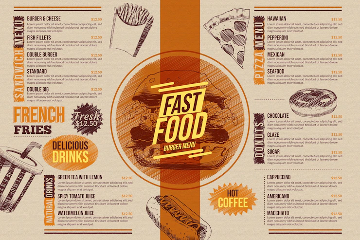 Food Menu Template Digital Use Illustrated 52683 45615