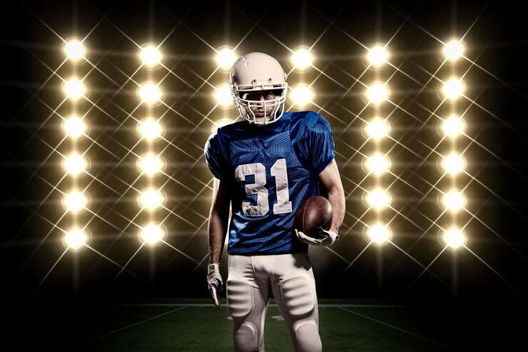 Football Player With Blue Uniform Front Lights 306105 834