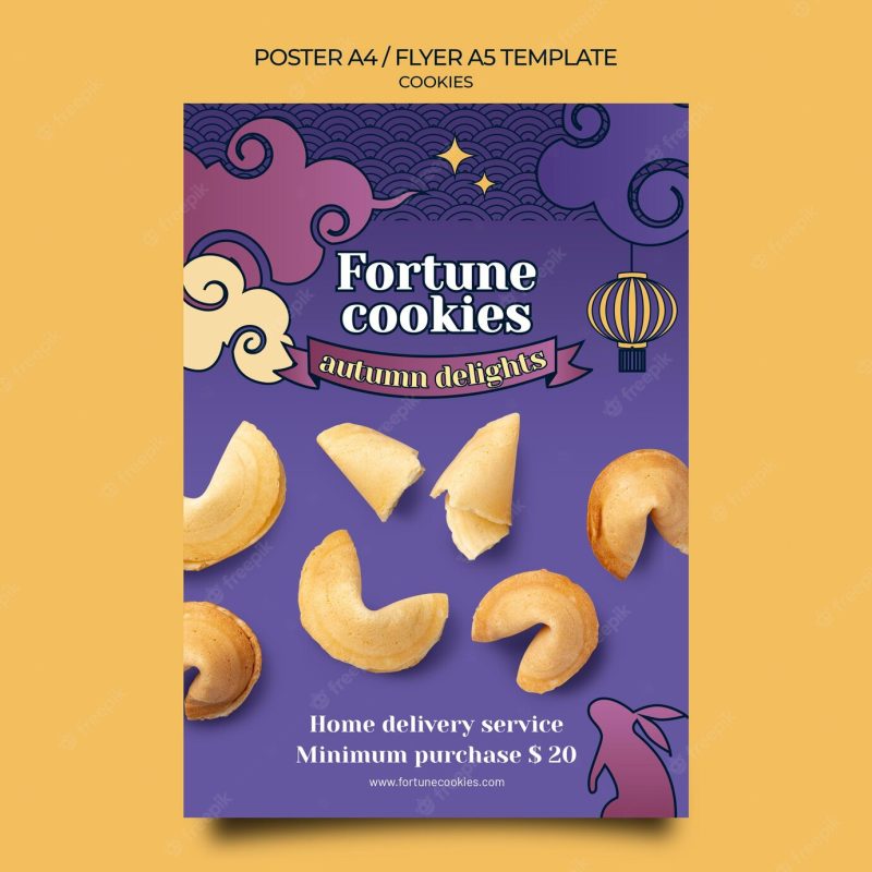 Fortune cookies print template Free Psd