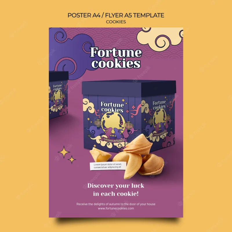 Fortune cookies print template Free Psd