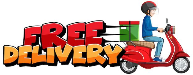 Free Delivery Logo With Bike Man Courier 1308 48827