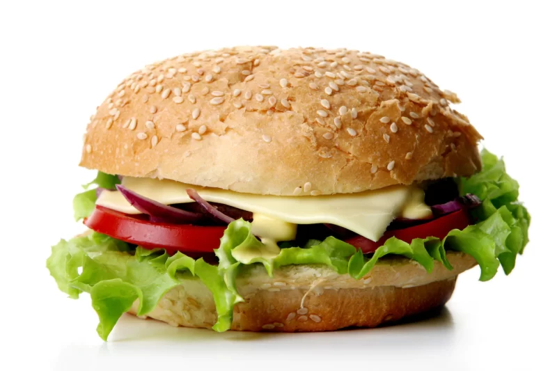 A fresh hamburger with salad and onion Free Photo