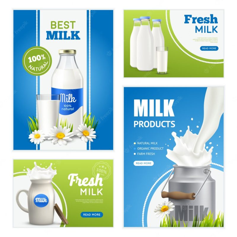 Fresh milk banners collection Free Vector