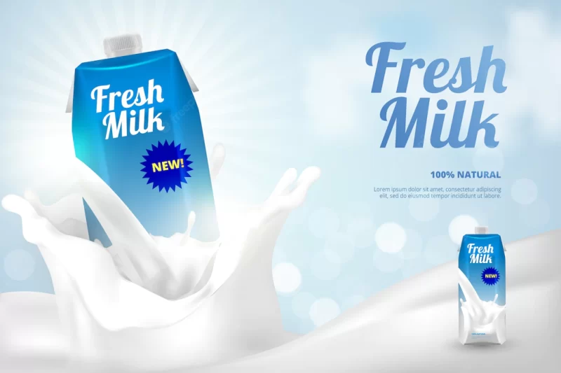 Fresh milk bottle ad Free Vector