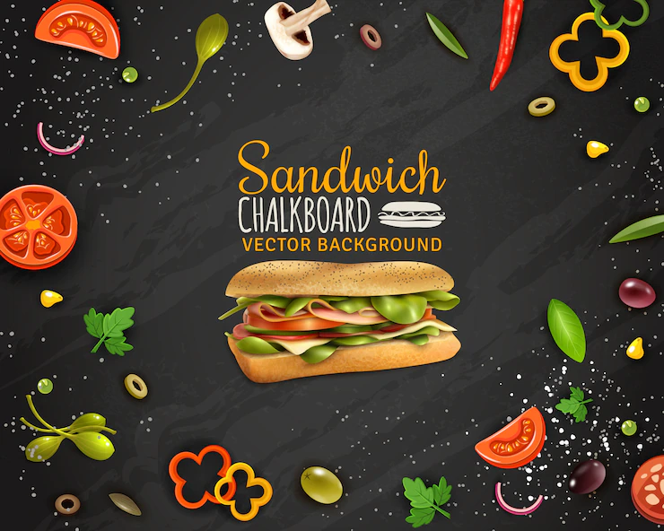 Fresh Sandwich Chalkboard Background Advertisement Poster 1284 19550