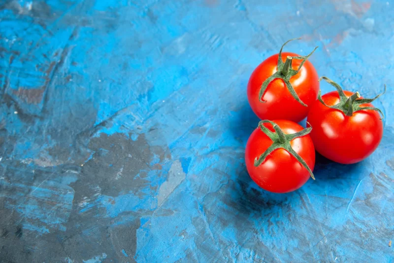 Front view fresh tomatoes on a blue table Free Photo