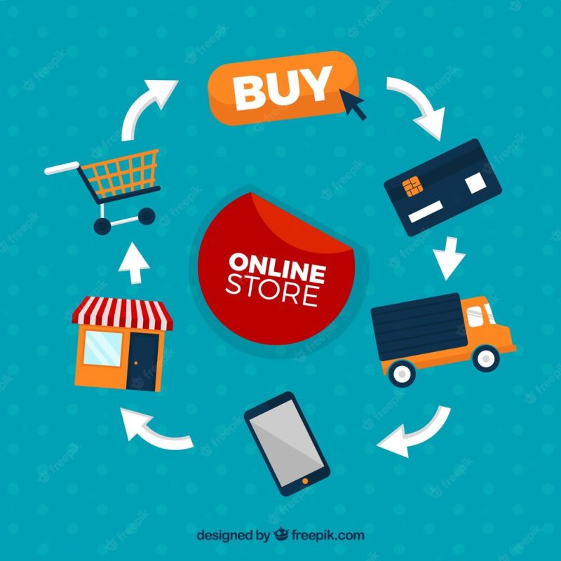 Fun delivery concept with circular design Free Vector