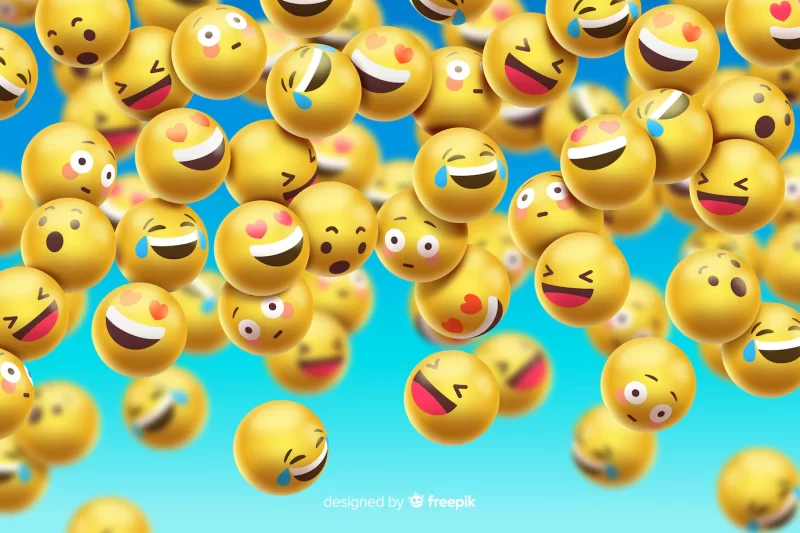 Funny emoticons background design Free Vector