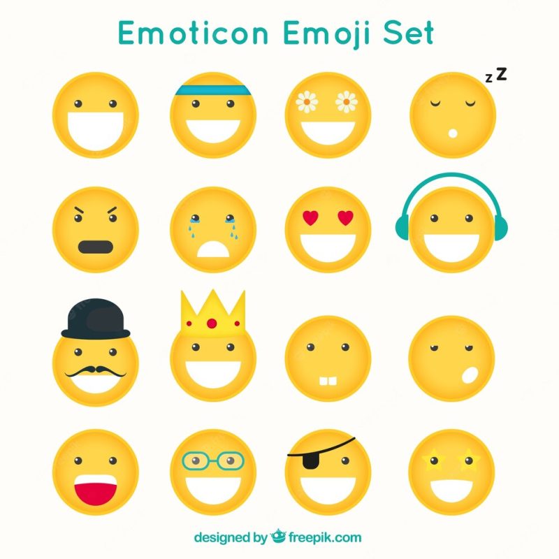 Funny emoticons with different faces Free Vector