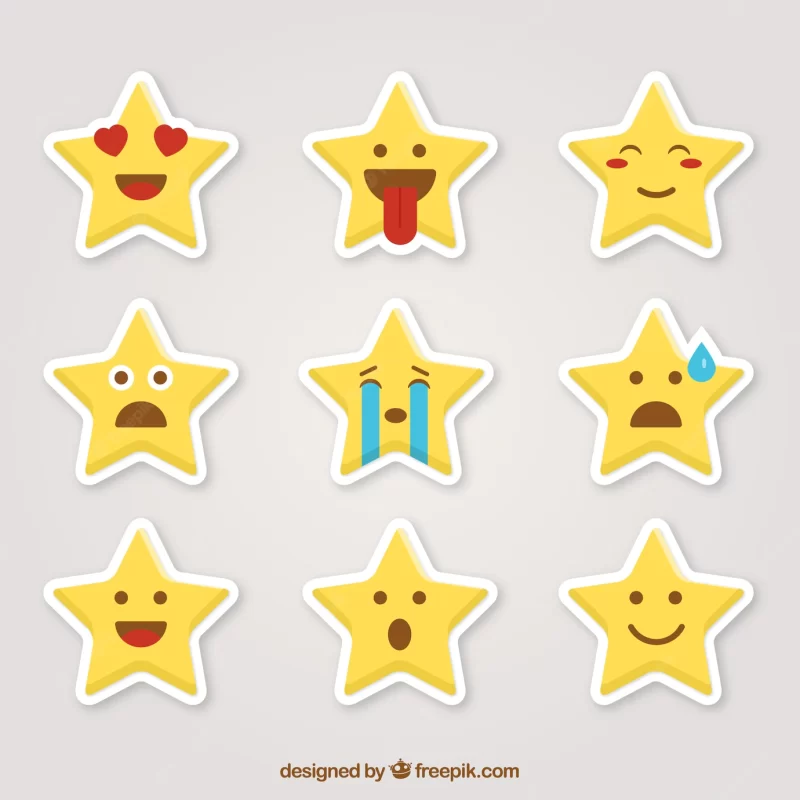 Funny stickers with star-shaped Free Vector