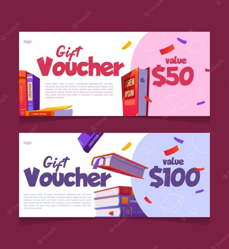 Gift voucher for books buying coupon templates Free Vector