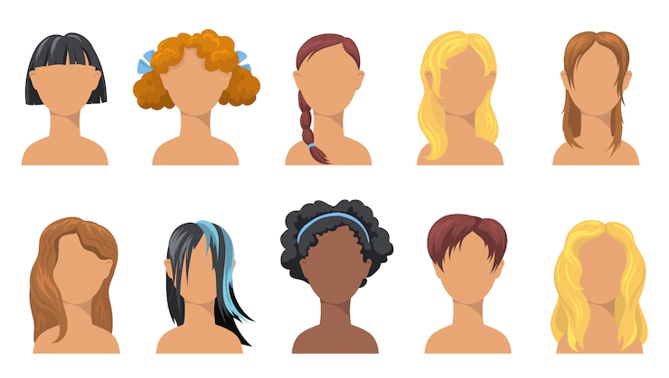 Girlish Trendy Hairdo Set Stylish Haircuts Girls Different Ethnicity Hair Types Colors Length 74855 10686