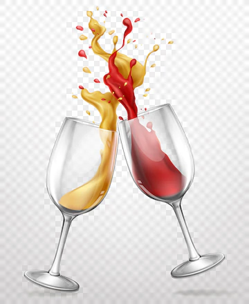 Glass Goblets With Splashing Wine Realistic 1441 2696