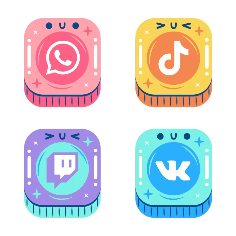 Glitzy social media app sticker Free Vector