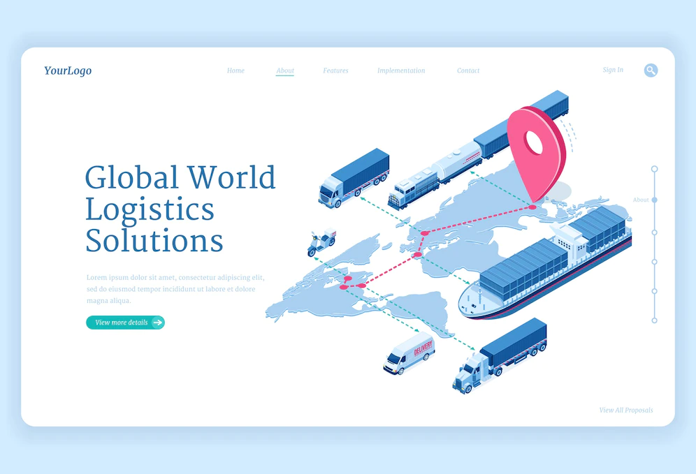 Global Logistics Solutions Isometric Landing Page 107791 3700