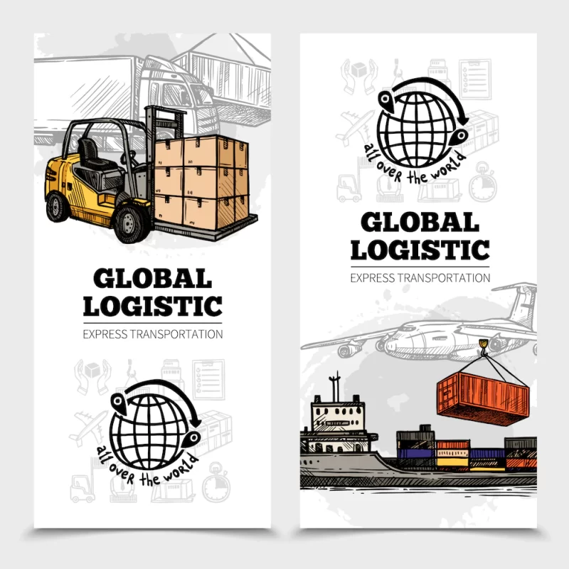 Global logistics vertical banners Free Vector